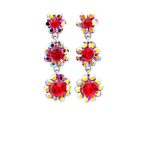 Red Iridescent Crystal Statement Necklace & Earring Set - Born To Glam Born To Glam