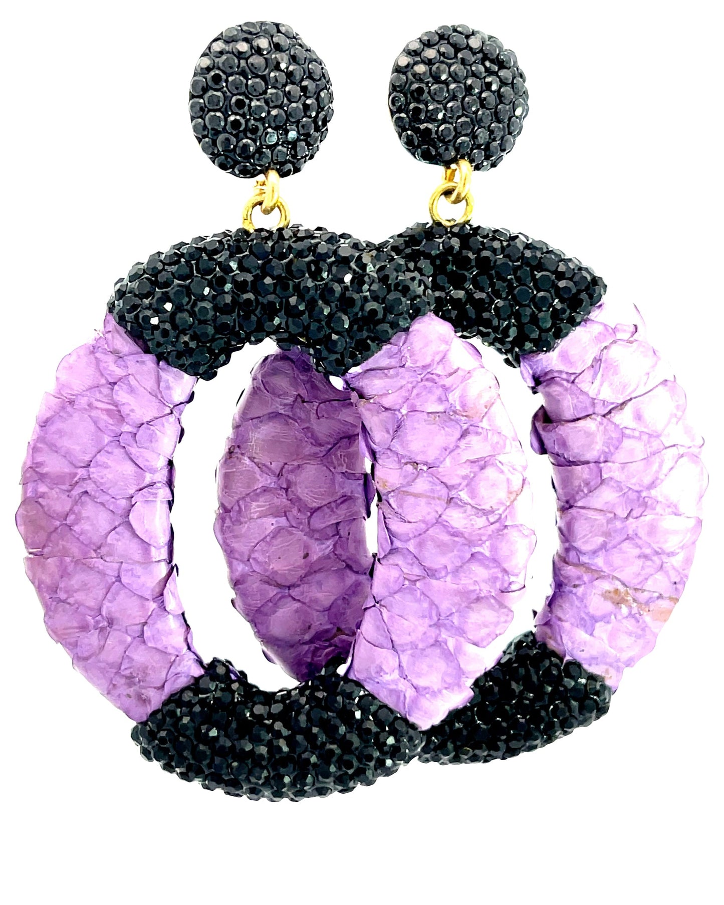 Purple Leather & Black Earring - Born To Glam Born To Glam