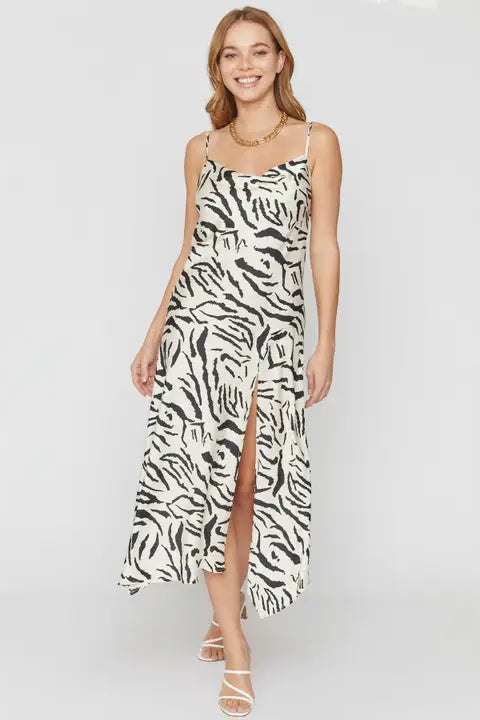 Zebra Print Midi Dress - Born To Glam Born To Glam