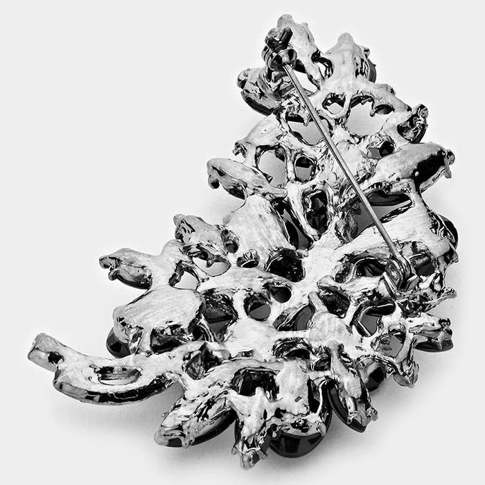 Glass Crystal Leaf Pin Brooch - Born To Glam Born To Glam
