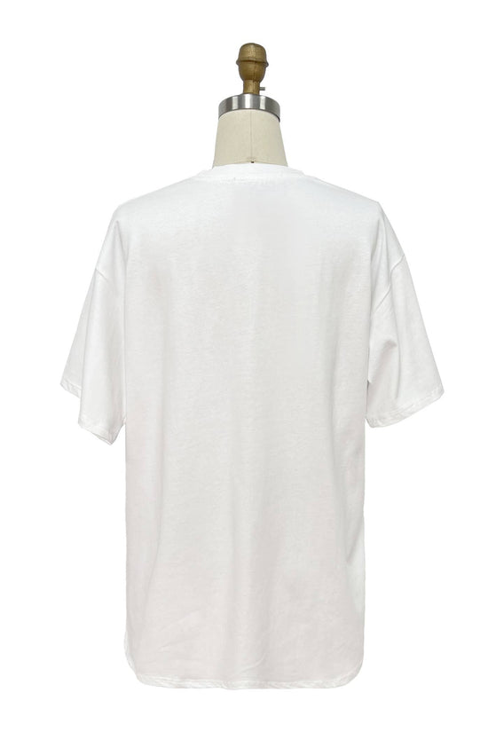 Corset Graphic Tee with Pearl and Lace Detail - Born To Glam Born To Glam