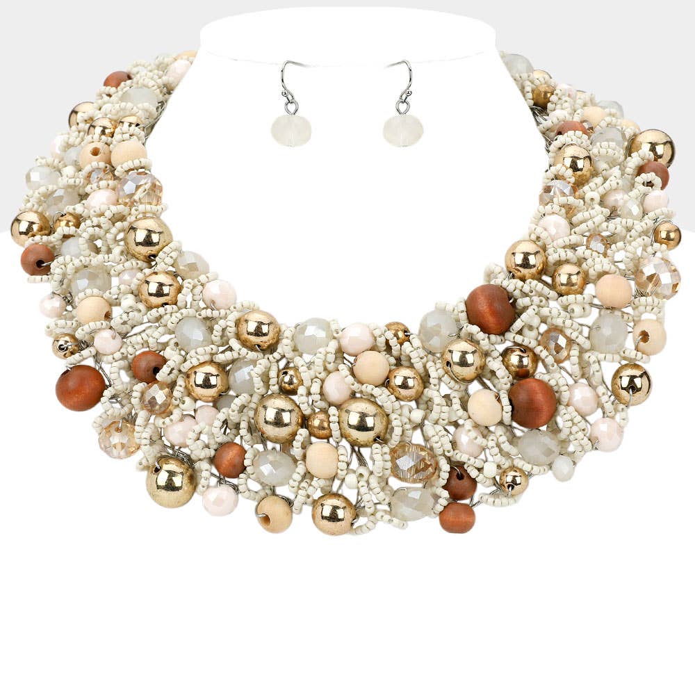 Wire Beaded Collar Necklace - Born To Glam Born To Glam