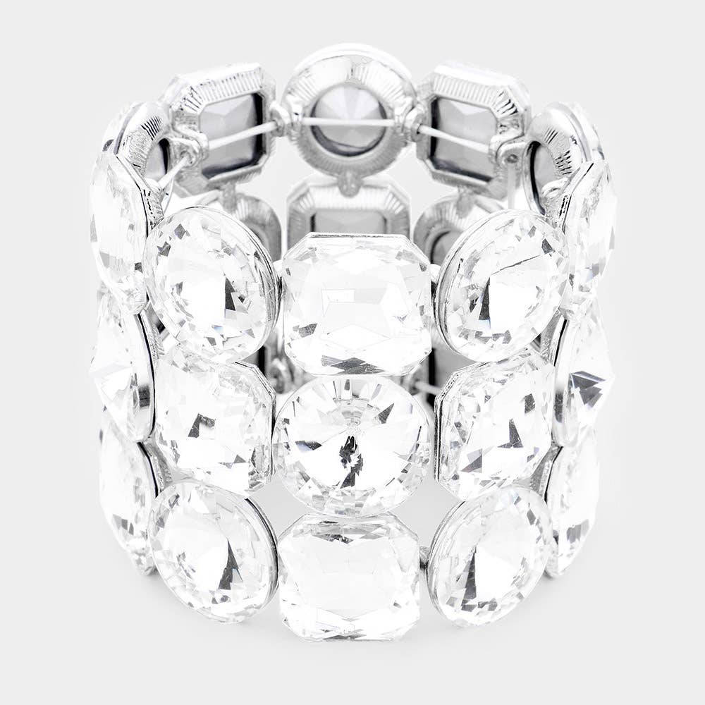 Crystal Rhinestone Statement Stretch Bracelet - Born To Glam Born To Glam