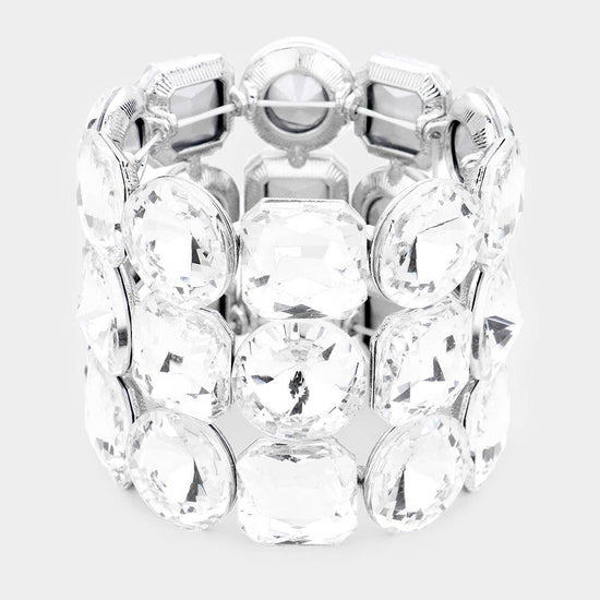 Crystal Rhinestone Statement Stretch Bracelet - Born To Glam Born To Glam