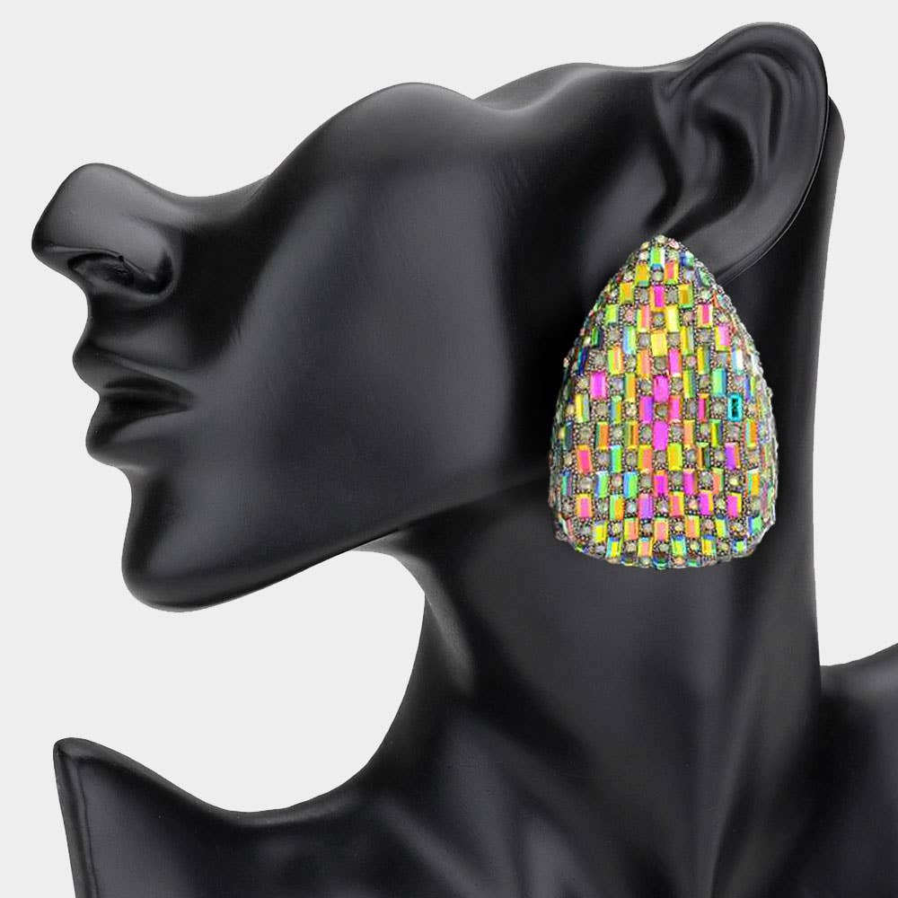 Bold Glam Rhinestone Embellished Teardrop Earrings - Born To Glam Born To Glam