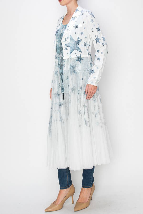 Blue Star Tulle Cardigan Blazer - Born To Glam Born To Glam