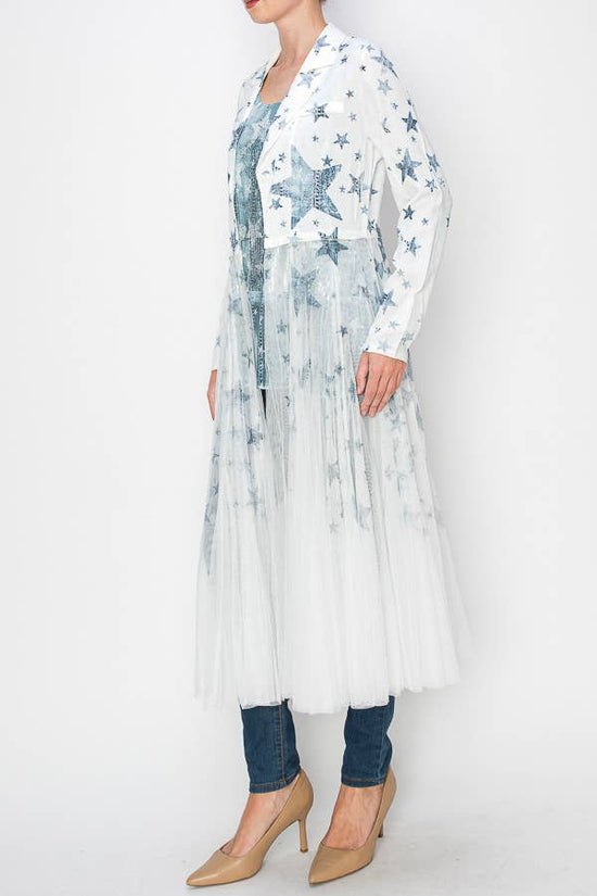 Blue Star Tulle Cardigan Blazer - Born To Glam Born To Glam