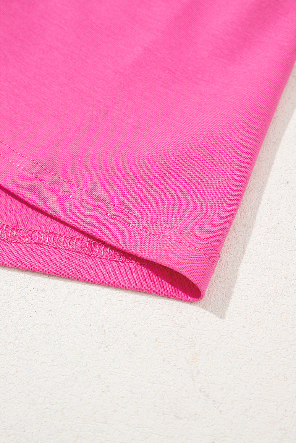 Bright Pink Pearl Beaded Drop Shoulder Crewneck T Shirt - Born To Glam Born To Glam