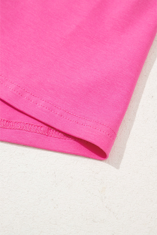 Load image into Gallery viewer, Bright Pink Pearl Beaded Drop Shoulder Crewneck T Shirt - Born To Glam
 Born To Glam
