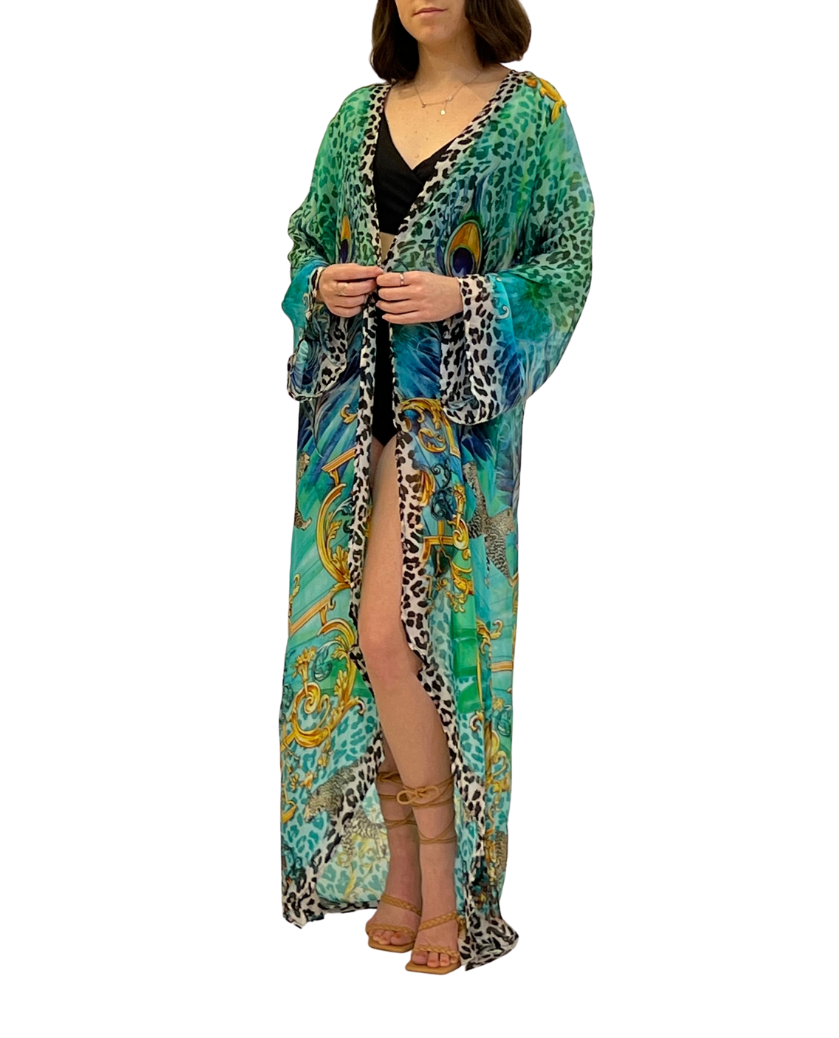 Turquoise Animal Print Duster - Born To Glam Born To Glam