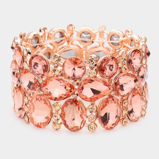 Multi Stone Cluster Evening Stretch Bracelet - Born To Glam Born To Glam