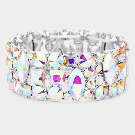 Geometric Cluster Iridescent Stretch Bracelet - Born To Glam Born To Glam