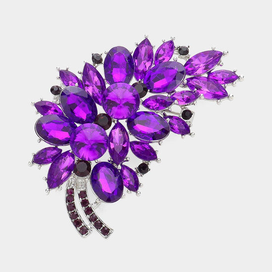 Glass Crystal Leaf Pin Brooch - Born To Glam Born To Glam
