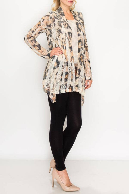 Long Sleeve Leopard Lace Cardigan - Born To Glam Born To Glam