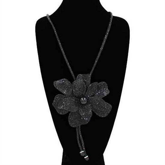 Bling Studded Flower Tie Necklace - Born To Glam Born To Glam