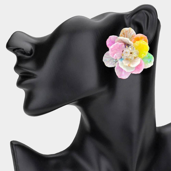 Faceted Bud Resin Petal Flower Earrings - Born To Glam Born To Glam