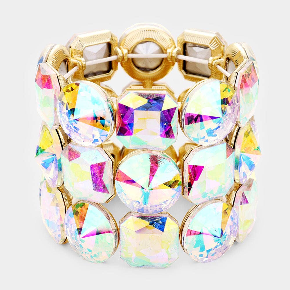 Crystal Rhinestone Statement Stretch Bracelet - Born To Glam Born To Glam