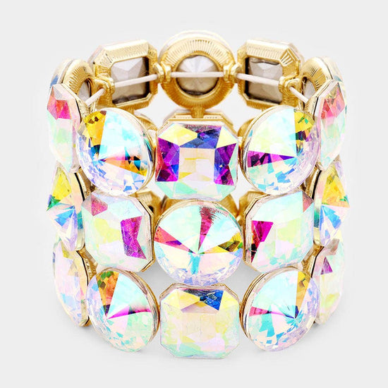 Crystal Rhinestone Statement Stretch Bracelet - Born To Glam Born To Glam