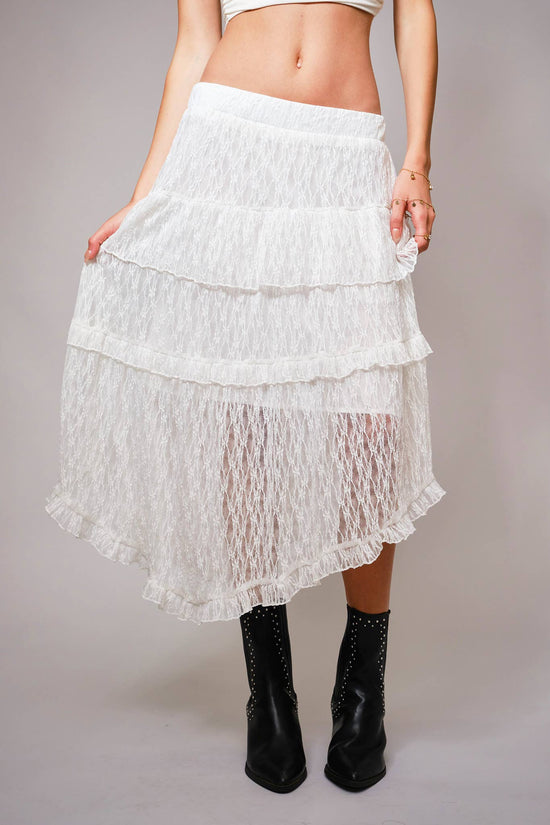 White Sheer Lace Lined Skirt - Born To Glam Born To Glam