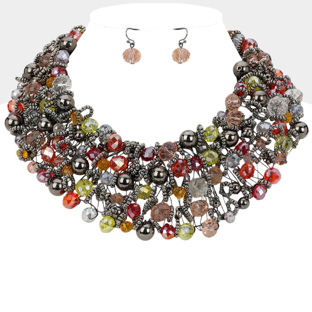 Wire Beaded Collar Necklace - Born To Glam Born To Glam