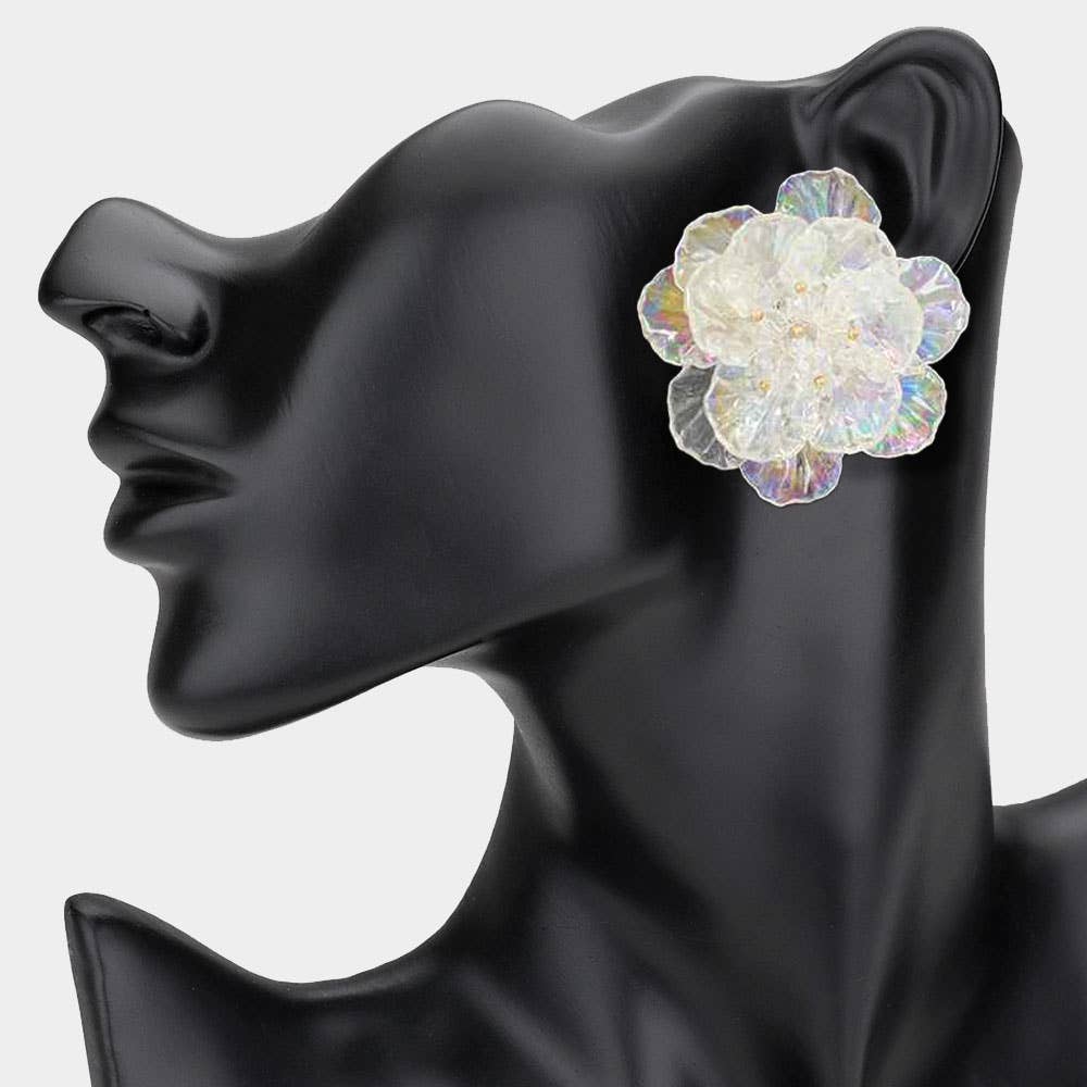 Faceted Bud Resin Petal Flower Earrings - Born To Glam Born To Glam