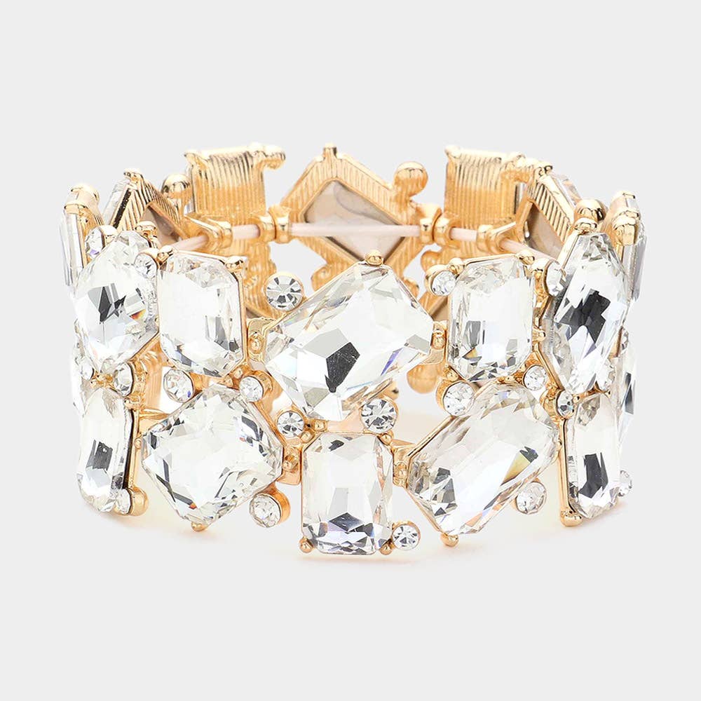 Rectangle Cluster Stretch Bracelet - Born To Glam Born To Glam