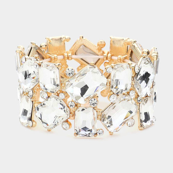 Rectangle Cluster Stretch Bracelet - Born To Glam Born To Glam