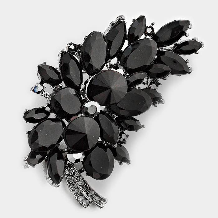 Glass Crystal Leaf Pin Brooch - Born To Glam Born To Glam