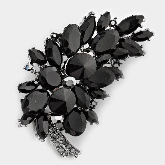 Glass Crystal Leaf Pin Brooch - Born To Glam Born To Glam