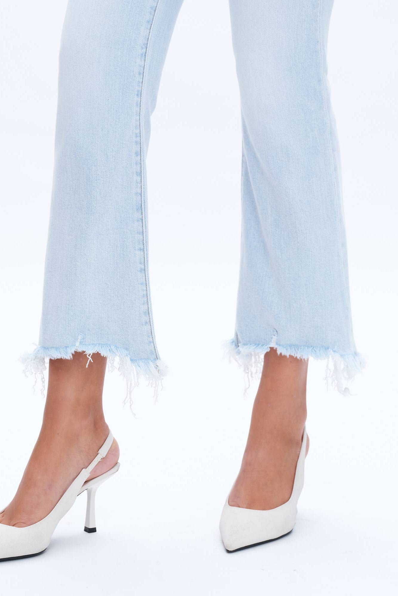 High Rise Flare Denim Jeans with Frayed Hem - Born To Glam Born To Glam