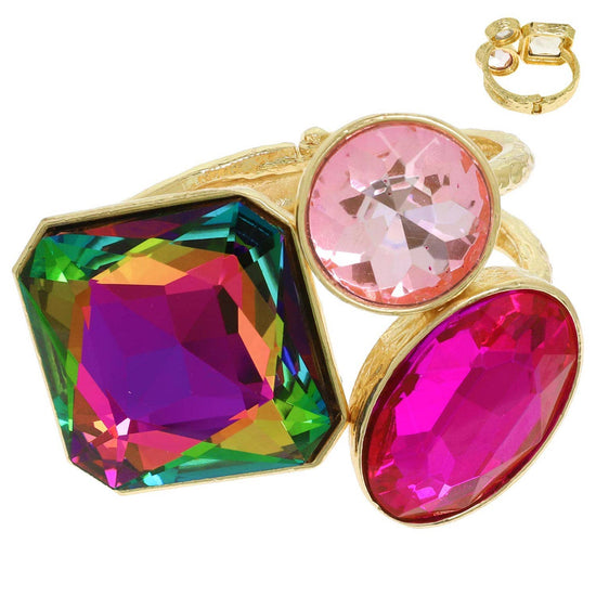 Crystal Hammered Metal Hinge Cuff Bracelet - Born To Glam Born To Glam