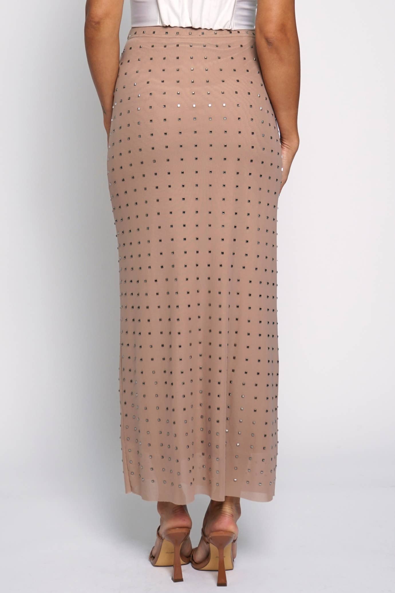Nude Mirror Mesh Maxi Skirt Born To Glam