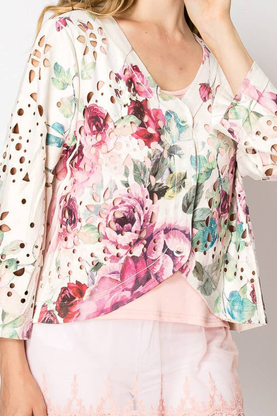 Rose Faux Suede Laser-Cut Short Jacket - Born To Glam Born To Glam