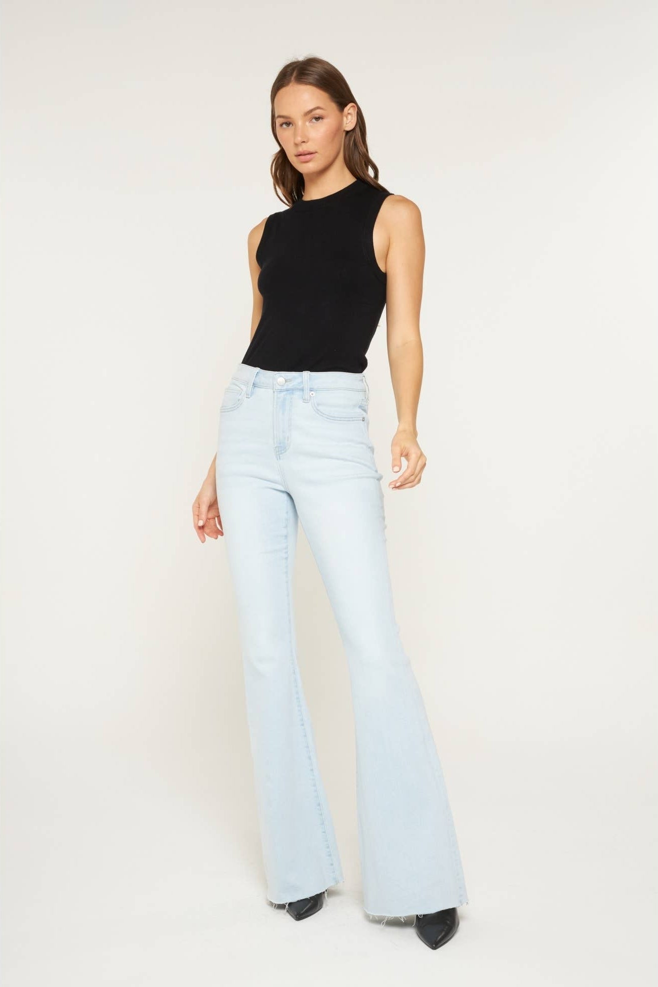 MICA HIGH RISE FLARE WITH RAW HEM - SUPER SOFT - Born To Glam Born To Glam