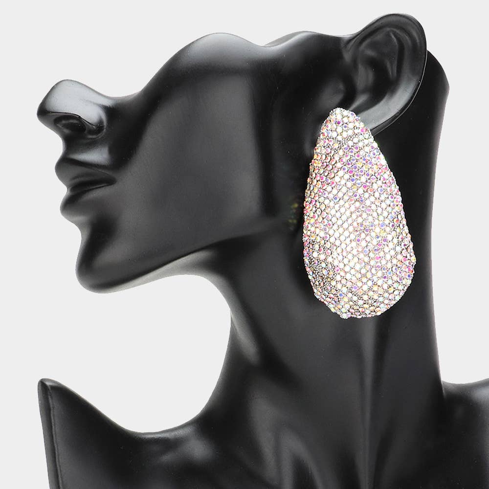 Oversized Bling Teardrop Statement Earrings - Born To Glam Born To Glam