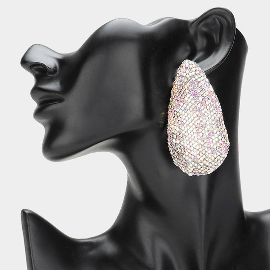 Oversized Bling Teardrop Statement Earrings - Born To Glam Born To Glam