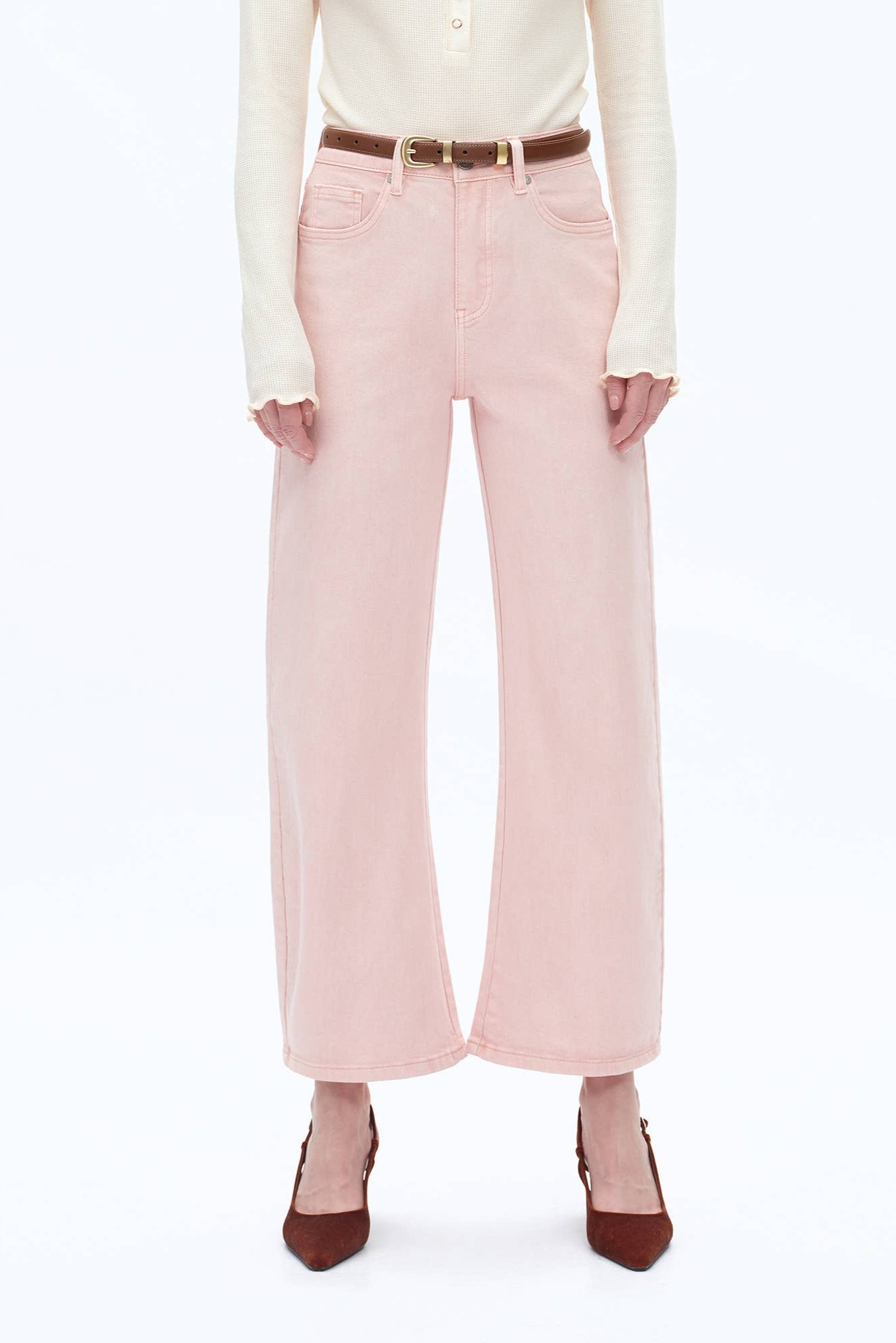 Mid Rise Pink Barrel Jeans Born To Glam