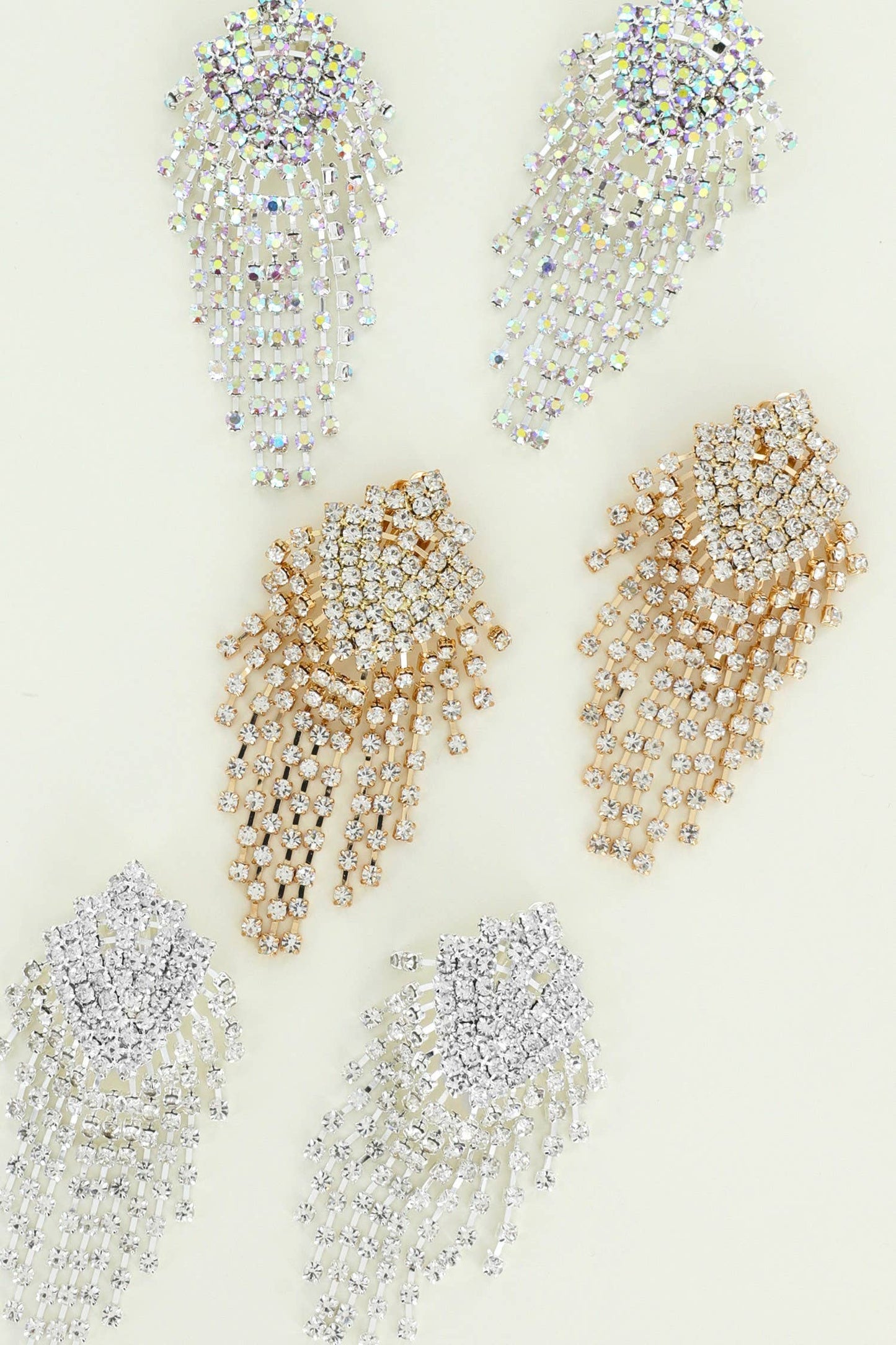 Rhinestone Cascade Clip On Drop Earrings - Born To Glam Born To Glam