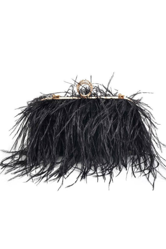 Harlow Feather Evening Bag Black - Born To Glam Born To Glam