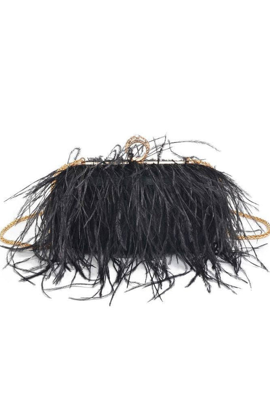 Harlow Feather Evening Bag Black - Born To Glam Born To Glam