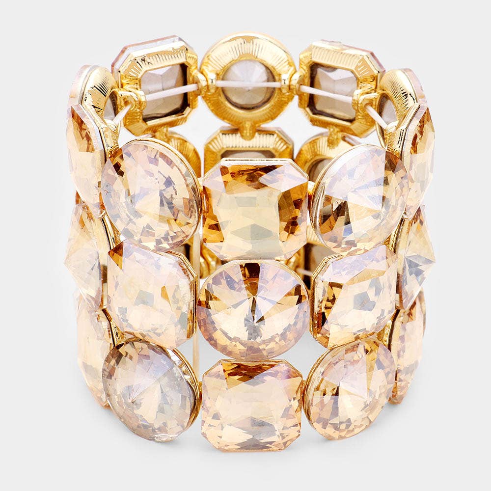 Crystal Rhinestone Statement Stretch Bracelet - Born To Glam Born To Glam