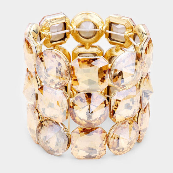 Crystal Rhinestone Statement Stretch Bracelet - Born To Glam Born To Glam