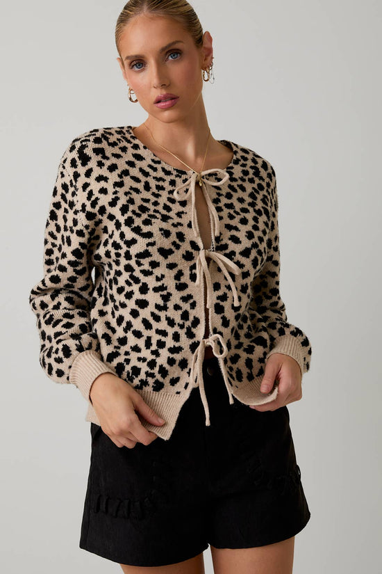 Front Tie Animal Sweater Cardigan - Born To Glam Born To Glam