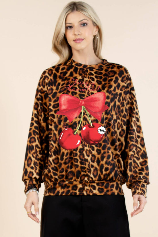 Rumie Cherry Animal Print Long Sleeves  Top - Born To Glam Born To Glam