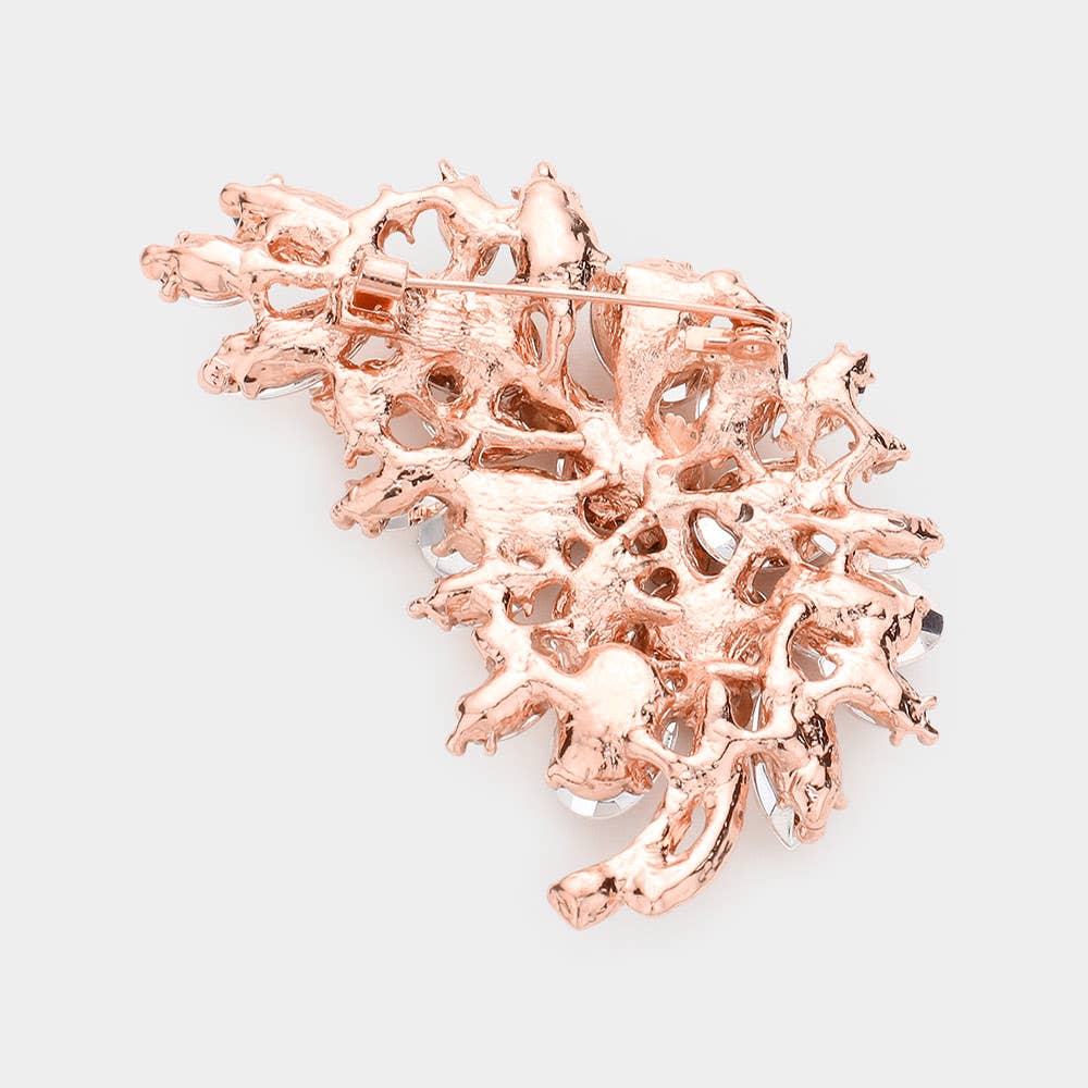 Glass Crystal Leaf Pin Brooch - Born To Glam Born To Glam
