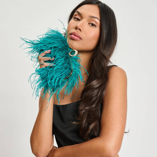 Harlow Feather Evening Bag White - Born To Glam Born To Glam