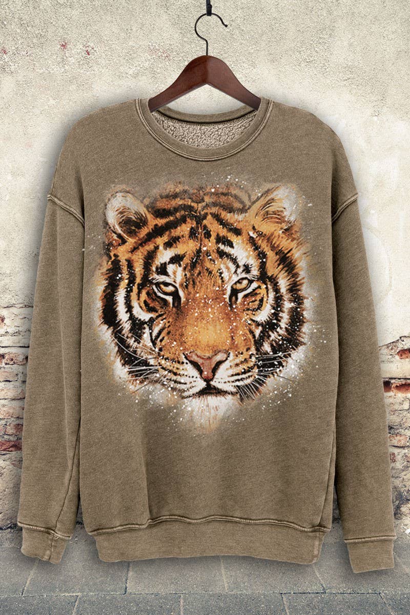 Tiger Face Sweatshirt - Born To Glam Born To Glam