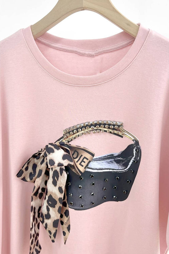 Pink 3D Bow Tie Purse Tee - Born To Glam Born To Glam