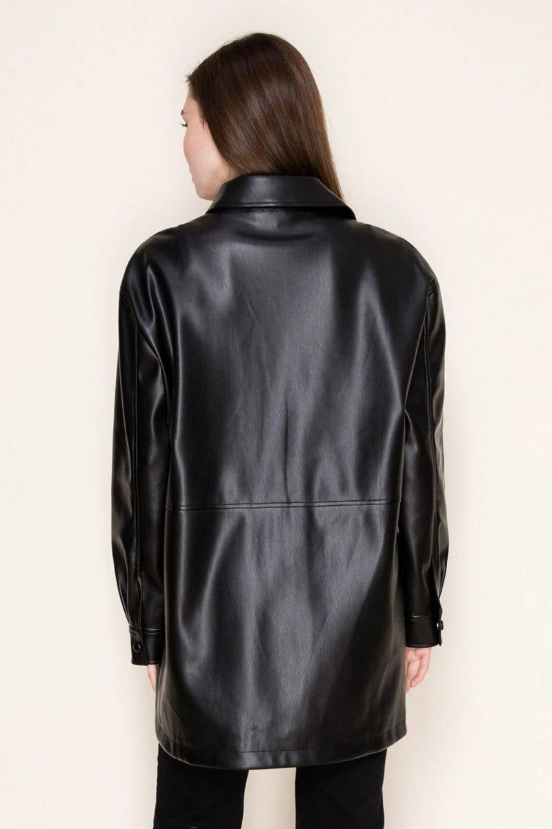 Faux Leather Rhinestone Jacket Born To Glam