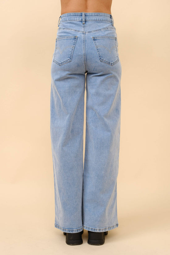 Mid Rise Crystal Slit Bottom Denim Jeans - Born To Glam Born To Glam